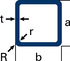 Tubes carrés Aluminium EN AW-6060 (AlMgSi 0.5) T66 (F22) Extrudé angles arrondis